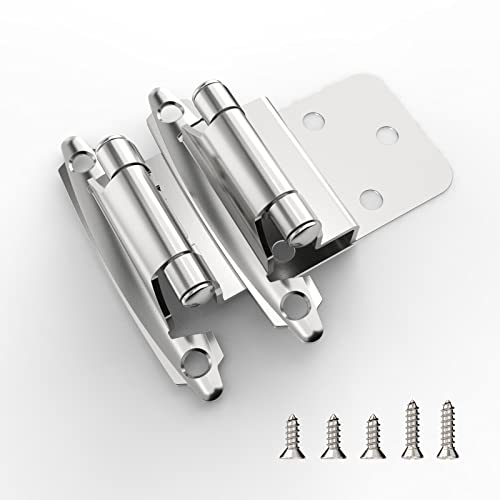 Furniware 3/8" Inset Cabinet Door Hinge, 5 Pairs(10 Pack) Flush Face Mount Cupboard Self-Closing Cabinet Hinges For Decorative Kitchen Cabinet Hinges-Brushed Nickel #TOP3