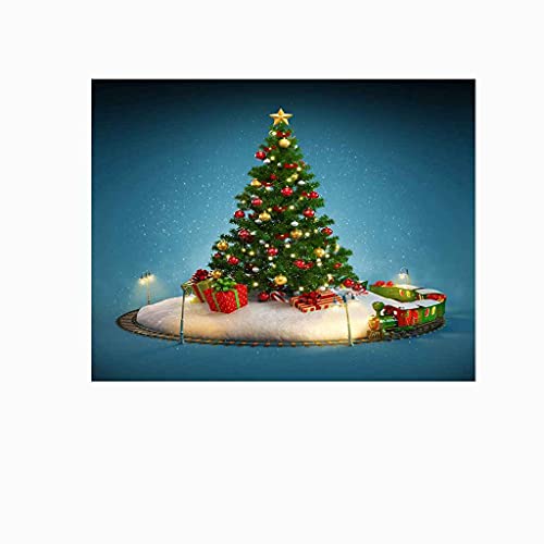 Impression HD papier peint canevas 3D train de Noël auto-adhésif - 7