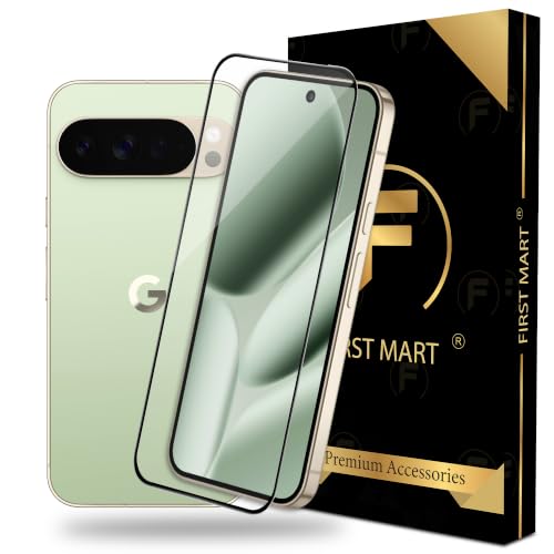 Image of FIRST MART Tempered Glass for Google Pixel 10 Pro XL & Pixel 9 Pro XL, 9H Full-Glue Screen Protector, 3D Edge-to-Edge, HD Clear, Oleophobic, Case-Friendly, Black, Pack of 1