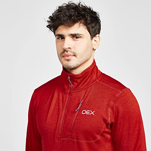 OEX Men's Basalt Alpine Half Zip Long Sleeve Top with Zipped Chest Pocket & Thumb Loops, Lightweight & Breathable Baselayer (UK, Alpha, L, Regular, Regular, Red) - Image 4