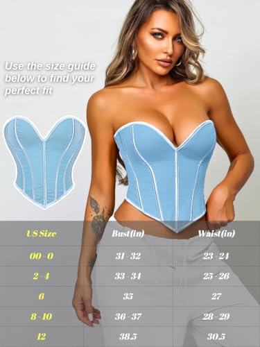 Image of ChiaoLezhee Heart Corset Top For Women, Sexy Concert Outfits Going Out, Strapless Crop Top, Overbust Bustier