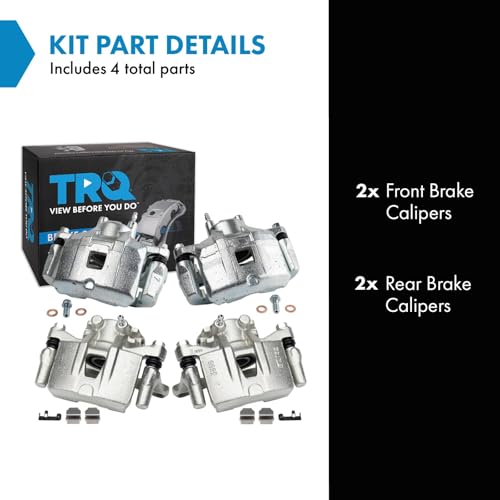 Image of TRQ Front and Rear Brake Caliper Set Zinc Coated Brackets Compatible with 2007-2013 Mitsubishi Outlander