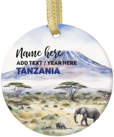 Custom Double Sided Ceramic Christmas Ornament Kilimanjaro National Park Tanzania Travel Memento Souvenir Keepsake Unique Gift Christmas Holiday Accessory Xmas Ornaments Personalized image 4