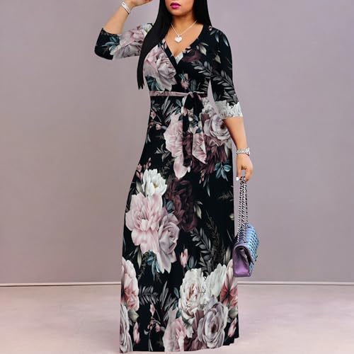 Image of PinkPatty Plus Size Maxi Dress for Women 3 /4 Sleeve Casual Long Dress