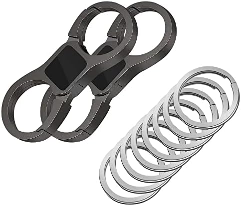 Farspan 2 Pack Keychain Quick Release Spring with 8 Key Ring Heavy Duty Key Organizer and Car Key Chains for Men and Women (Black)