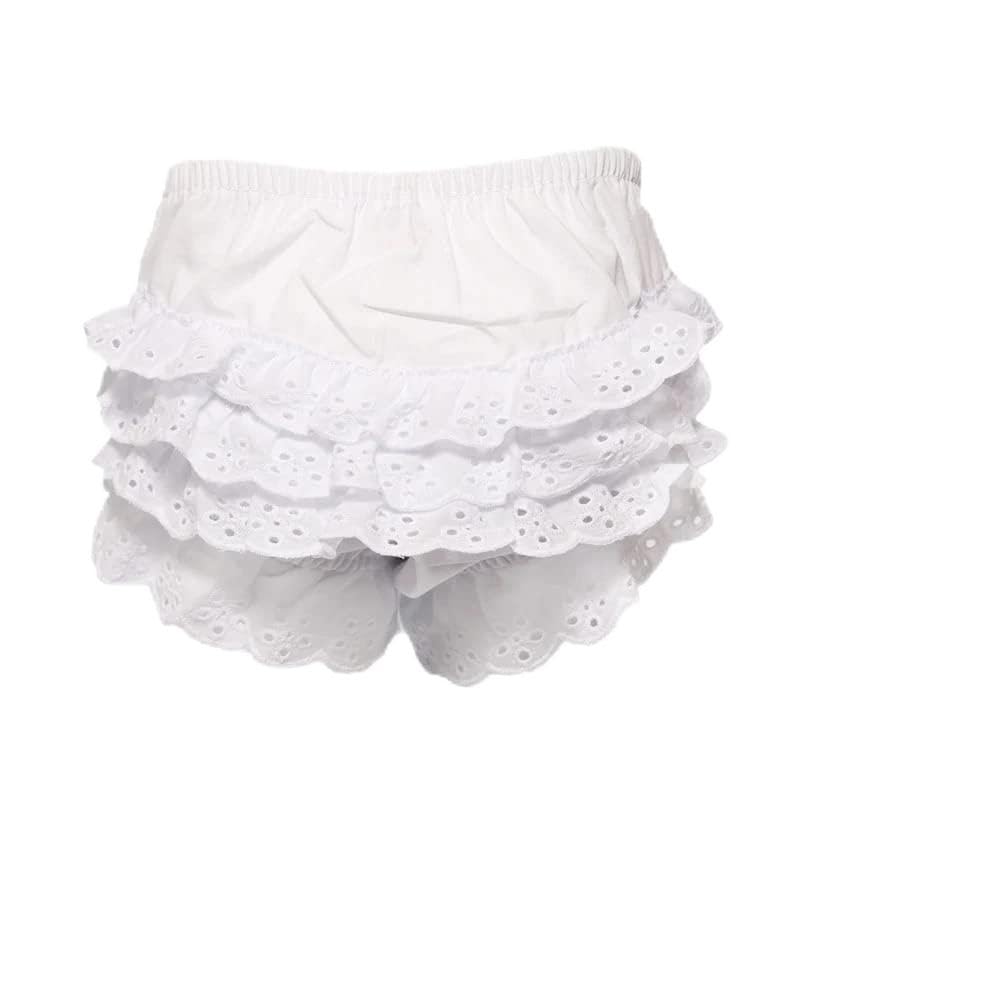PrimeoneSoft Touch Infants Cotton Frilly Pants, Frill Back Knickers, Nappy Cover Frilled Knickers (0-6 Months) (6-12 Months) (12-18 Months) White