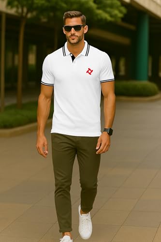 Image of Dagcros Classic Men's Polo T-Shirt with White Trim, Short Sleeve for Mens