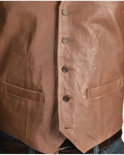 Image of Scully Men's Brown Leather Sleeveless Coat, Large