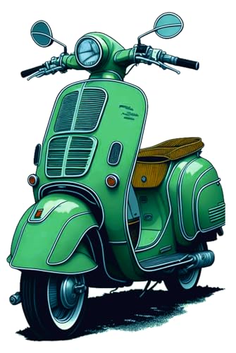 Image of Akki World Green Scooter Wall Sticker For Living Room, Pooja Room, Bedroom, Office (Size - 56 Cm X 46Cm)