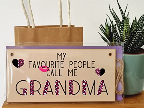 The Plum Penguin Handmade Wooden Hanging Wall Plaque Favourite People Call Me Grandma Fun Leopard Print Gift Sign Mother's Day - Image 3