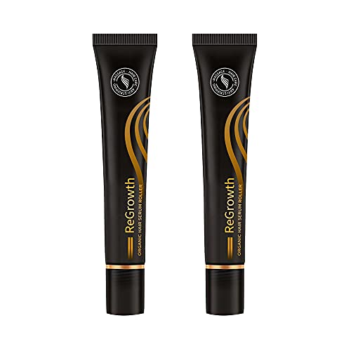 ergou Regrowth Organic Hair Serum Roller Set, Biotin Hair Growth Serum, Triple Roll-On Massager Hair Growth Essence, for Men and Women of All Hair Types (2pcs)