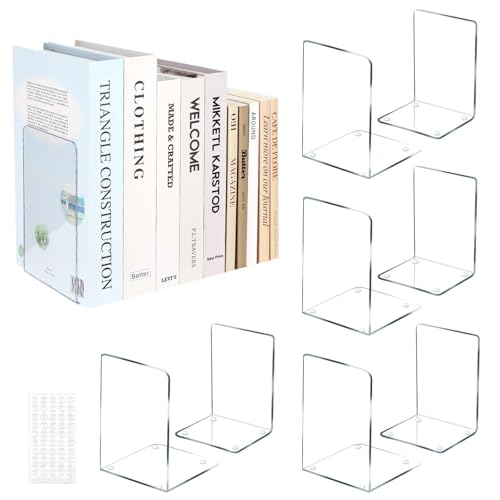 【Resistente】- Il set comprende 10 fermalibri in acrilico (5 coppie). Realizzati in acrilico di alta qualità, questi classici fermalibri resistono alla deformazione e alla rottura, adattandosi a qualsiasi mobile o scaffale decorativo per un uso a lungo termine.