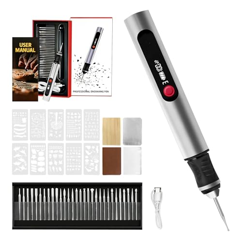 Pluma grabadora para proyectos artísticos y DIY   Herramienta giratoria inalámbrica portátil de alta precisión, 30 puntas incluidas, apta para más de 50 superficies, recargable y fácil de usar