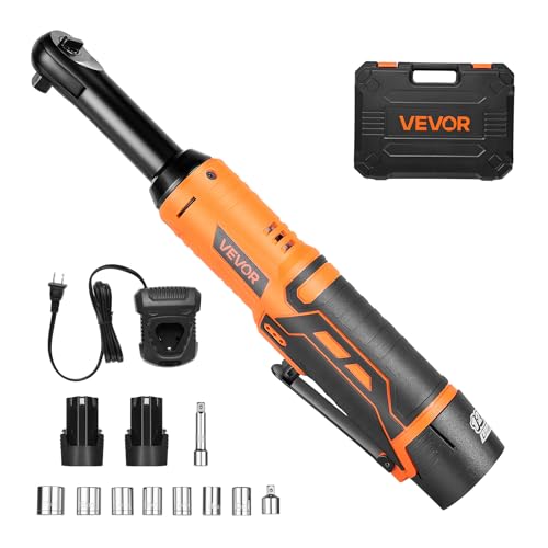 8 Best Electric Ratchets for Tight Engine Bays in 2026 VEVOR Cordless Ratchet Wrench, 3/8 inch Drive, 240 RPM, up to 33 ft-lbs of Torque, Extended Battery Powered Electric Ratchet Wrench Set with Two Batteries, Charger, Sockets, Adaptor and Extension Bar