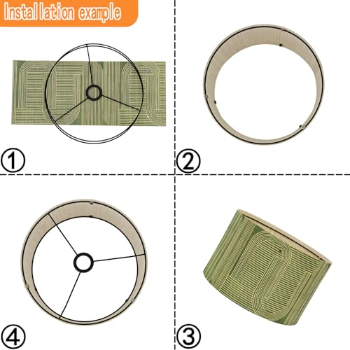 Image of Pendant Lamp Shade, Translucent Bamboo Made, 13.8x9 Inch, Modern Minimalist Style for Living Room, Bedroom (Green Pattern A)