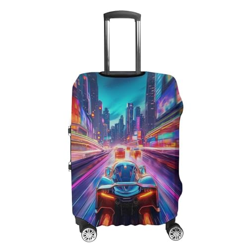 Neon Race Car Travel Suitcase Protector Luggage Cover Protective Washable Anti-scratch Baggage Cover4