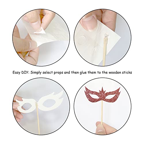 Image of Wedding Bridal Shower Photo Booth Props, 23 Pieces Rose Gold Bachelorette Party Decorations Photo Booth for Bridal Shower Girls Night Out Hen Party Gift Accessories Wedding Favor Supplies