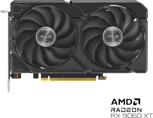 Dual AMD Radeon RX 9060 XT, Scheda Grafica 16G GDDR6, 128 Bit, PCIe 5.0, 1 HDMI 2.1, 2 DisplayPort 2.1, Ventole Axial-Tech, Tecnologia 0db, GPU Tweak III, Nero, DUAL-RX9060XT-16G - Scheda video - Immagine 1