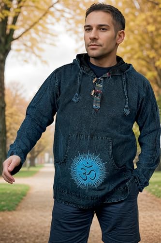 Agan Traders 2025 Spring Thick Cotton Henley Grandad Auspicious Symbols Printed Hoodie Mandarin Tunic Top Kurta Sweatshirt4