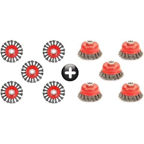 AUPREX 5 Pack 4 Inch Wire Wheel for Angle Grinder and 5 Pack Wire Cup Brush for Grinders Cover