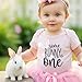Crazy Daisy Designs Some Bunny is One, First Birthday Bodysuit, Easter Outfit, Cake Smash Outfit (white, 6-12 month)