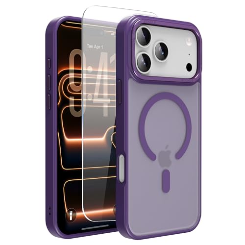 Image of Magnetic for iPhone 17 Pro Phone Case, [Compatible with MagSafe], Screen Protectors X1, [Military Grade Drop Protection],Matte Finish,Slim,Shockproof,Protective (Purple, iPhone 17 PRO)