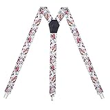 Action Ward Womens Suspenders – Y Back Style – 1' Width - Comfortably Adjustable Elastic Straps and Metal Clips (Floral 4)