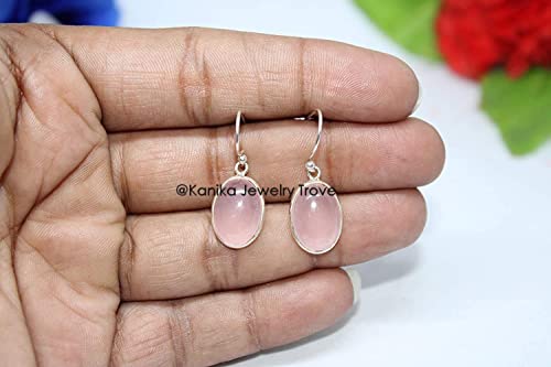Rose-Quartz Earrings, Drop Earrings, Dangle Earrings For Women & Girls, Solid Stelring Silver Earrings #TOP2