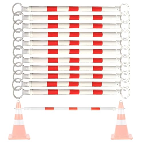 ERRULAN 12 Pack Retractable Traffic Cone Bar from 4 ft to 7.2 ft, Reflective Cone Bars for Parking Lots Safety, Temporary Barriers Barricades for Road Work Construction