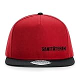 Robustes Material: Die Sanitäterin Snapback-Kappy in Classic Red mit schwarzem Schirm besteht aus strapazierfähigem Polyester-Twill für eine langlebige und hochwertige Qualität.