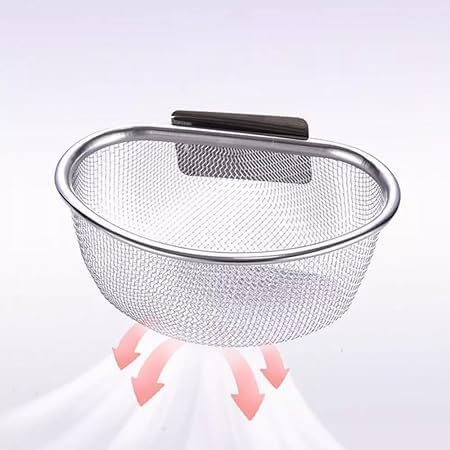 Image of Stainless Steel Dish Rack Drain Basket with Drip Tray & Spoon Holder Dish Drainer for Kitchen Drying Stand /Kuda /Plate Rack /Bartan Over Sink Counter Dish Rack Drain Basket Steel Tray Kitchen (Ovel)