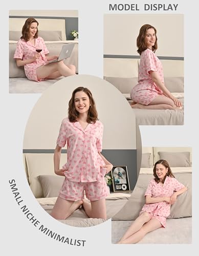 Image of NAP BOUND 100% Cotton Pajamas for Women Sets 2 Pieces Pjs Button short sleeves with Pockets Soft Sleepwear Loungewear XS-XXL
