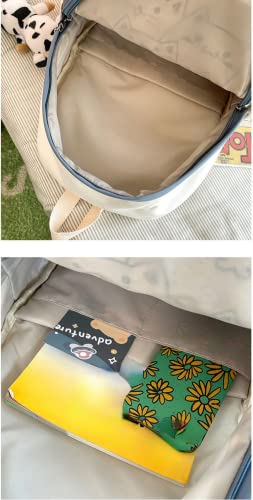 Mochila Kawaii Gato Anime Estética Fofa com Pingente de Vaca Animal Gatinho Meow Bolsa de Livro Mate