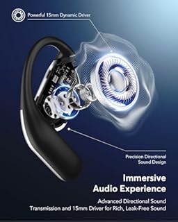 ANSTEN AI Cuffie Traduzione Simultanea, 144 Lingue Traduttore Vocale Istantaneo Multilingue, 4-in-1 Auricolari Traduttori Istantanei con Touch Screen OWS LCD, Adatto per Viaggi, Affari, Studio (Nero)