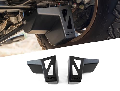 Image of DV8 Rear Shock & Link Skid Plates for 24-26 Toyota Tacoma | Protects Lower Shock Mount & Link | Built-in Drain Holes | Single Piece Design | Fully Bolt-On Installation | Black Powder Coat | 4mm Steel