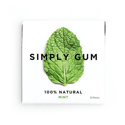 Simply Gum Goma de mascar natural de menta, sin OMG, vegano, 4 paquetes (60 piezas) _AB