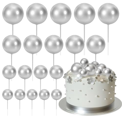 ASTARON 20 pièces décorations de gâteau en boule Mini ballons décoration de gâteau boules pics...