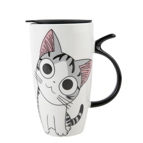 Lachineuse - Taza Gigante Gato Kawaii 600 ml - XXL Blanca de Porcelana - Japonesa de...