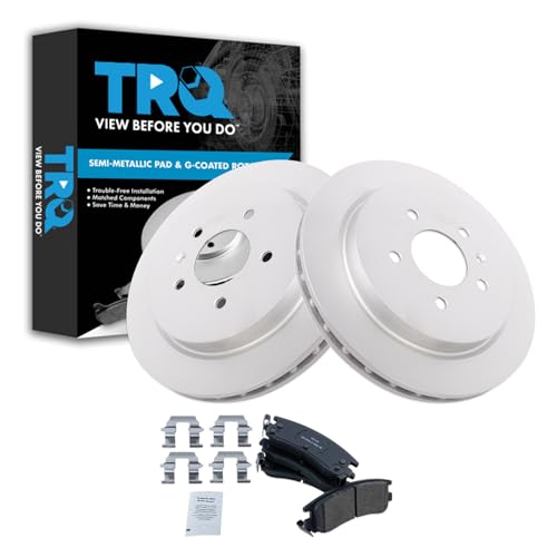 Image of TRQ Rear Brake Pad and Rotor Set Semi Metallic Coated Vented Rotors Compatible with 2003-2004 Cadillac Seville