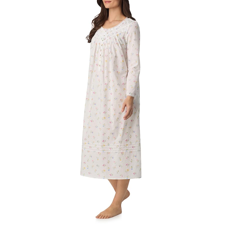 Image of Eileen West 100% Cotton Long Sleeve 50 inch Nightgowns for Women