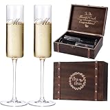 Cyrelwing Wedding Champagne Flutes-Mr. and mrs. Champagne Glasses Engagement Gifts for Bride and Groom Wedding Keepsake Box Mr Mrs Anniversary Couple Gift