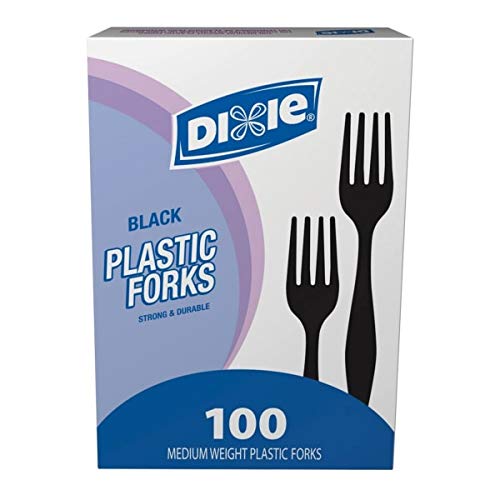 Plastic Cutlery Heavy Mediumweight Forks Black 100/Box