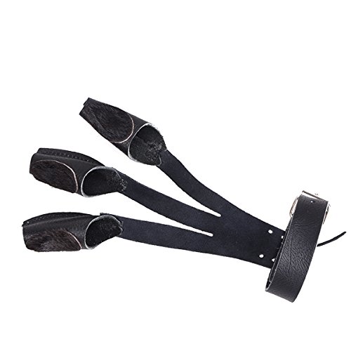 XTACER Leather Finger Protector & Leather Arm Guard 3-Strap Arm Guard with Three Fingers Design Archery Finger Protector Traditional Shooting Glove Black - Leather (Adult Size, Eagle Claw)