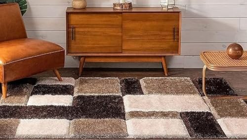 Image of Shaggy Carpet for Living Room - Soft Fluffy Rug & Non Slip Runner Carpet - Cozy Shaggy Area Rug for Bedroom & Lounge (2x5 feet, Beige Brown Ivory)