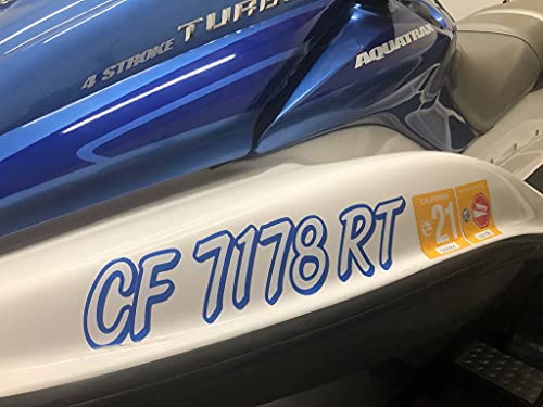 Image of STIFFIE Whipline Solid Transparent Clear /Metallic Silver 3 inch Alpha-Numeric Registration Identification Numbers Stickers Decals for Boats & Personal Watercraft