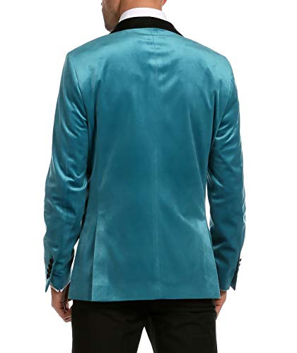Men’s Velvet Blazer One Button Enzo Wedding Tuxedo Turquoise Blazer Jacket 44 R #TOP5