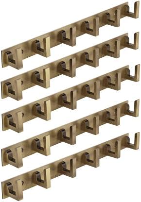 Life Vision Exclusive Extra Long Antique Rust Proof Metal 6 Pin Metal Bathroom Cloth Hooks Hanger Door Wall Robe Hooks Rail for Hanging Keys, Clothes & Towel Pack of 5 Piece Hook Rail
