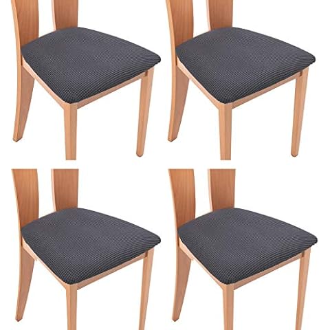 TIANSHU Spandex Jacquard Chair Seat Covers,Removable Washable Elastic Chair Seat Cover Cushion Covers for Dining Chair (Chair Seat Cover 4 Pack, Gray) Cover