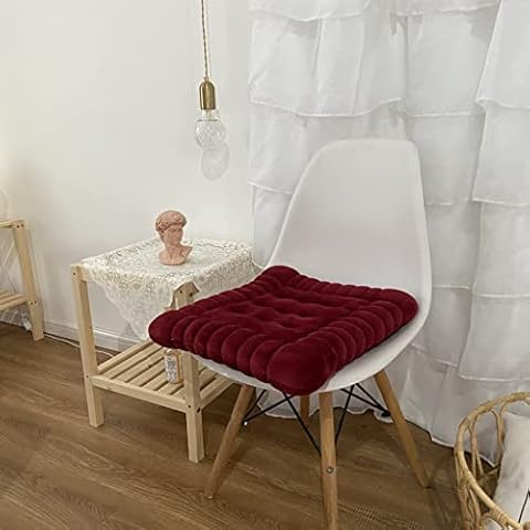 ohfruit Solid Color Crystal Velvet Biscuit Chair Cushion,Modern Simple Breathable Chair Cushion Square Pearl Cotton Seat Pad Throw Pillow for Living Room 40 * 42cm Wine Red Cover