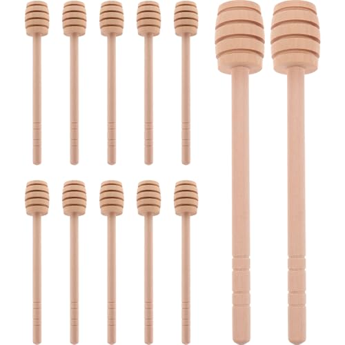NAMOARLY 12pcs Wooden Honey Stirrers Mini Honey Drizzle Honey Spreader Mini Honeycomb Stick Honey Drizzle Spoon Honey Stirrer Sticks Honey Stirring Jam Honey Dipper Stick re-usable